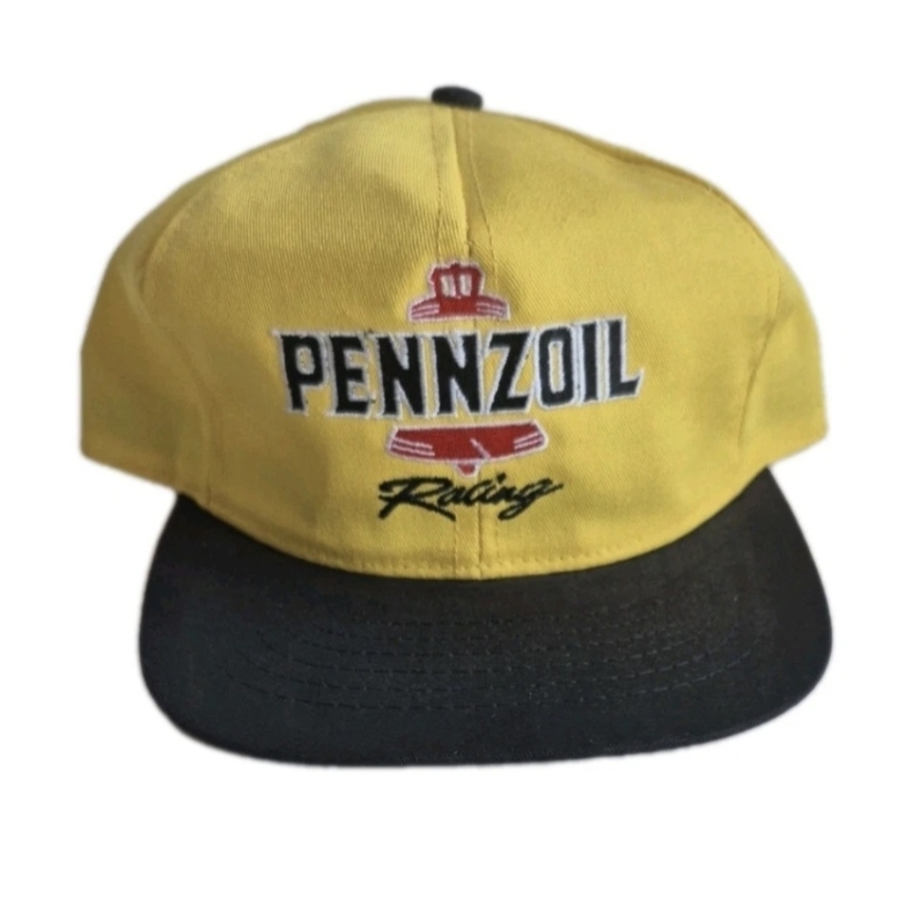 Vintage Pennzoil Racing Cap Yellow & Black Snapback Hat One Size